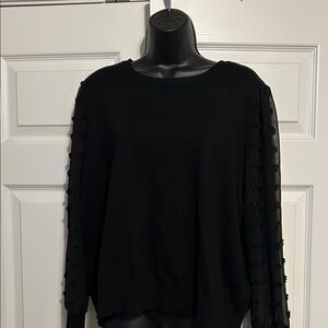 Black Sweater with Sheer Sleeves